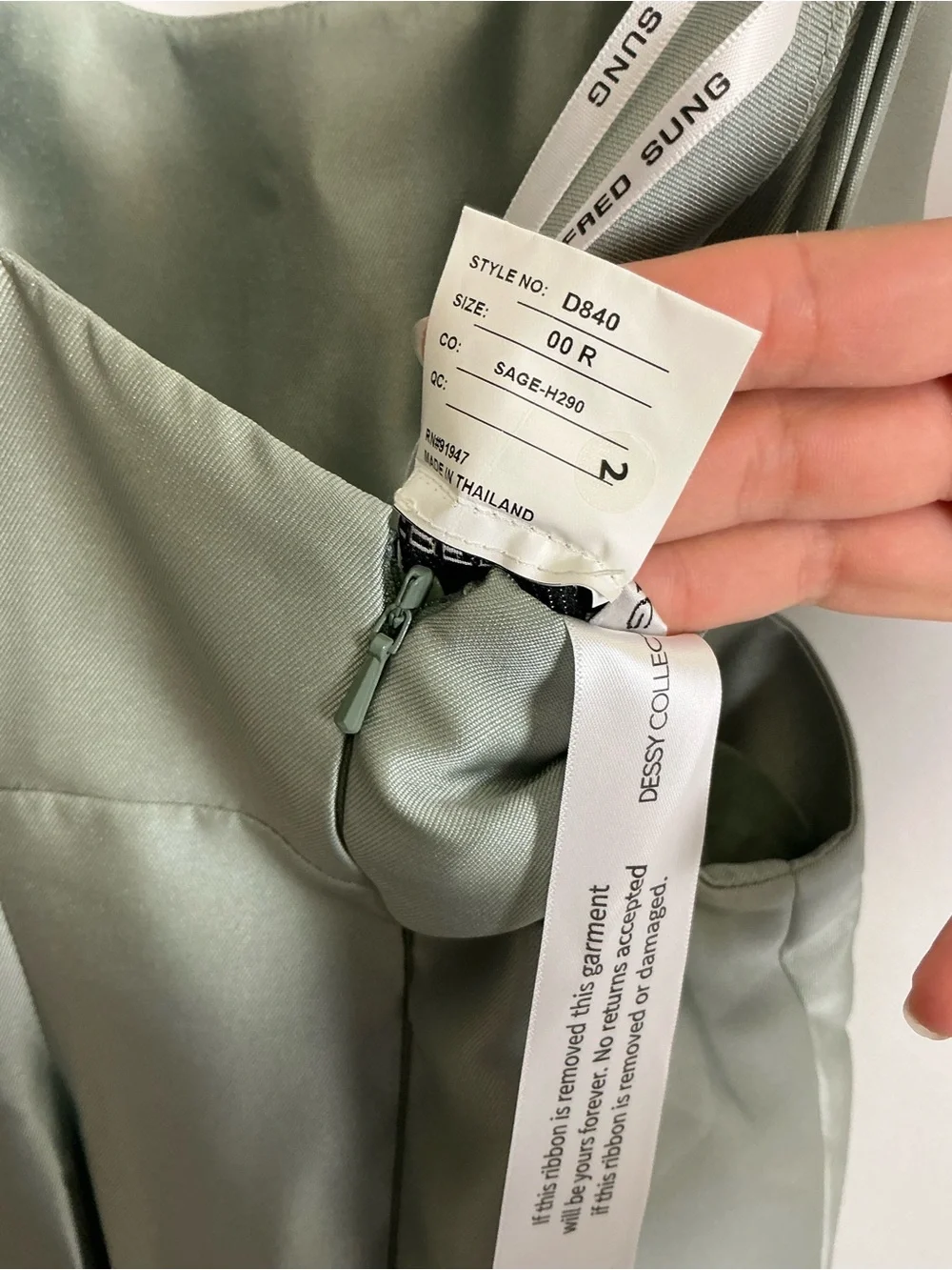 ALFRED SUNG Sage Green Dress - Picture 5 of 6